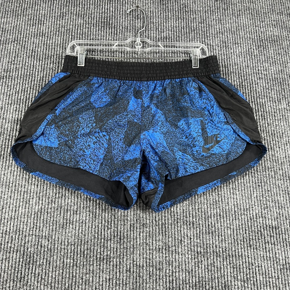 Nike Shorts Womens Medium Blue Black Active Workout Training Gym Run Lift